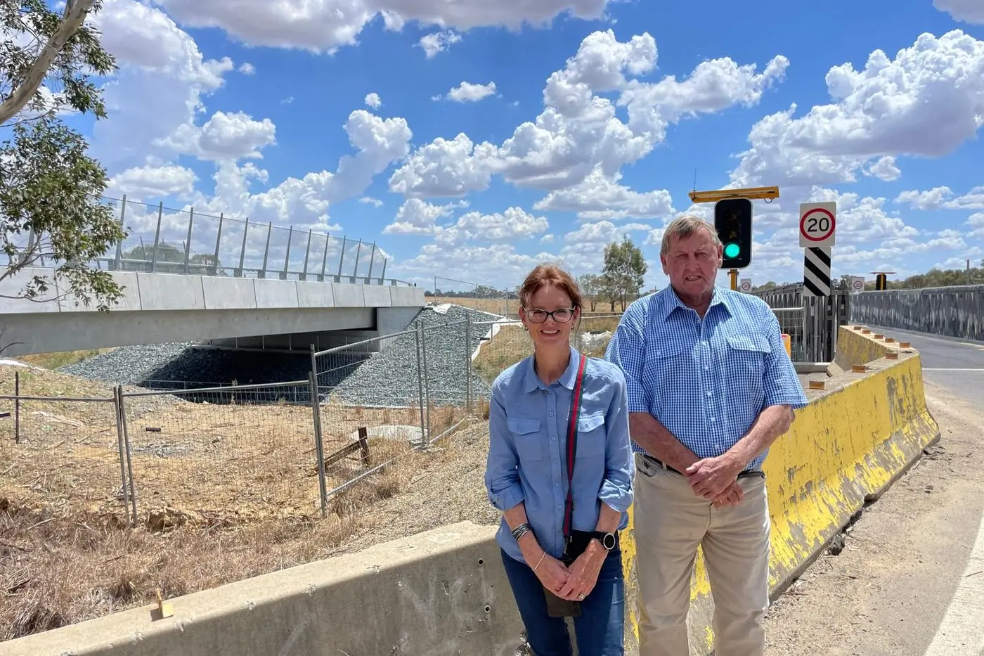 Steph Cooke MP with Cootamundra-Gundagai Mayor Mr Abb McAlister at Wallendbeen Bridge. PHOTO: Supplied.