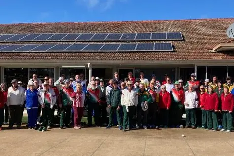 The players ready for action at the Young Bowling Club President\\'s Day on Sunday. PHOTOS: Supplied