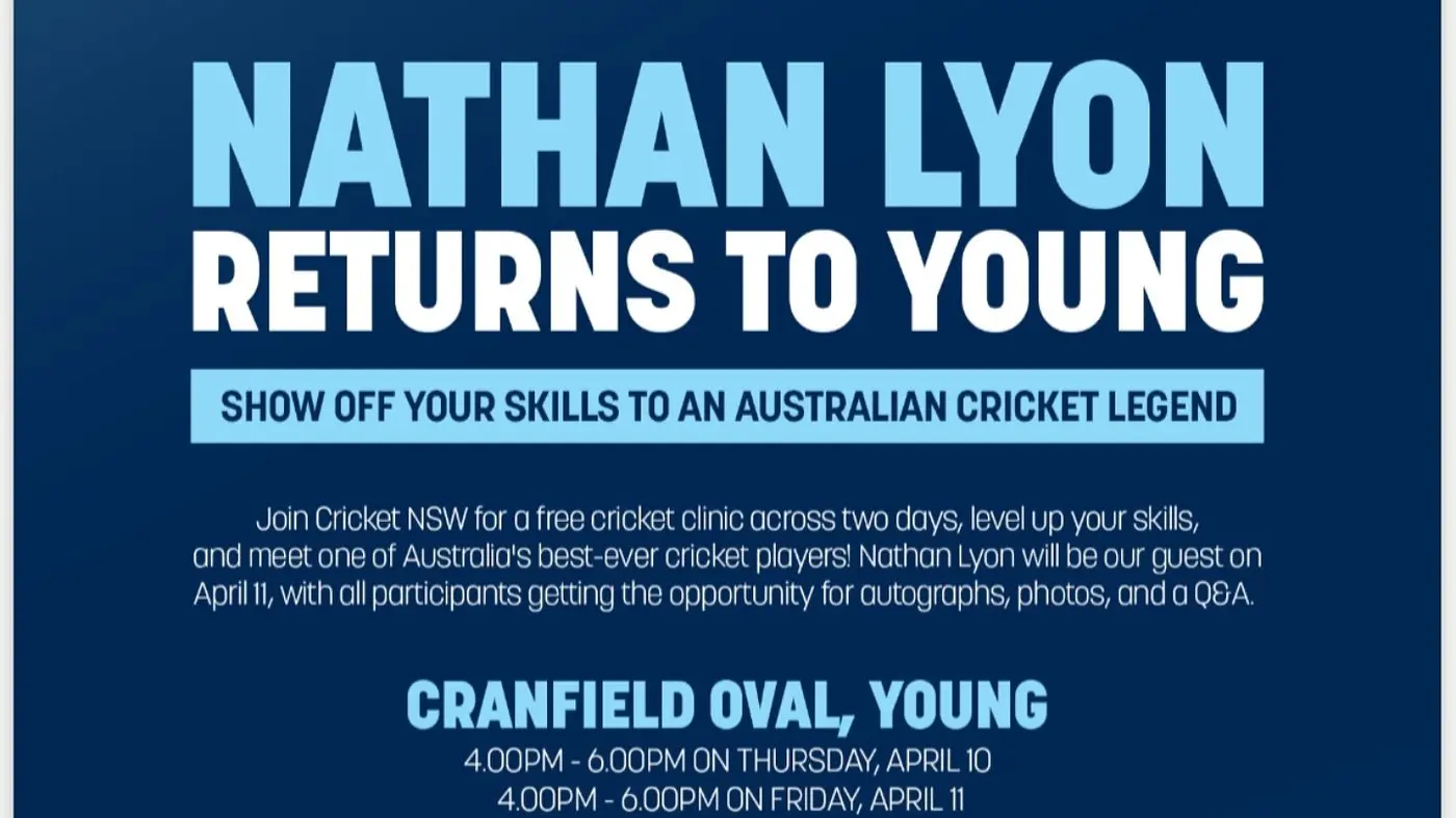 Nathan returns to Young for a free junior cricket clinic