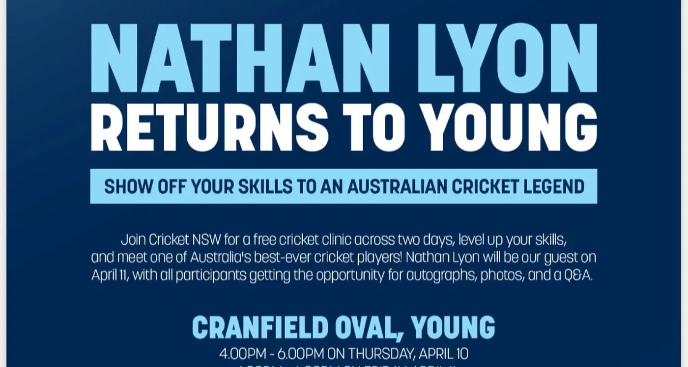 Nathan returns to Young for a free junior cricket clinic