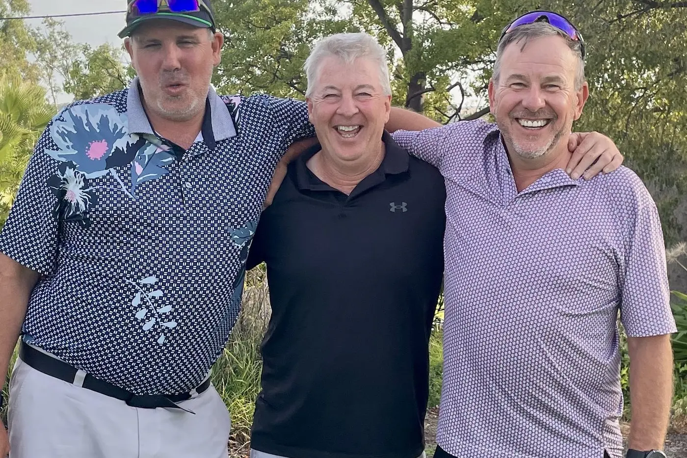 Young Fruit Barn 4BBB pro pin winner Gavin Marshall, visiting former member Ian Broderick and sponsor Robert Bush.