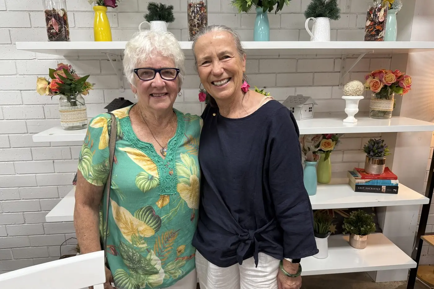 Yvonne and Barb at S&Ajs during Barbara\\'s visit to Young last month.