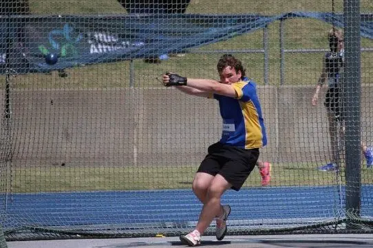 Cooper Dabin from Hennessy Catholic College has won gold in the Hammer Throw at the NSW All Schools Championships.