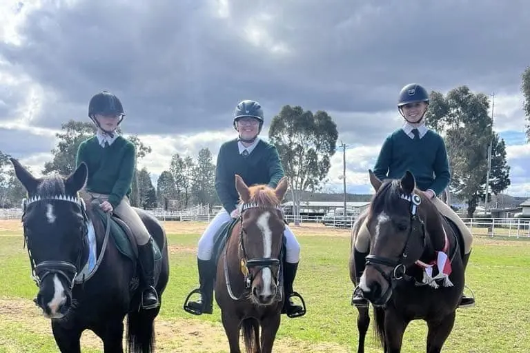 Charlotte Pearce, Tommie Parker and Audrey Pearce at the State ODE and Combined Training Championships in Coonabarabran.