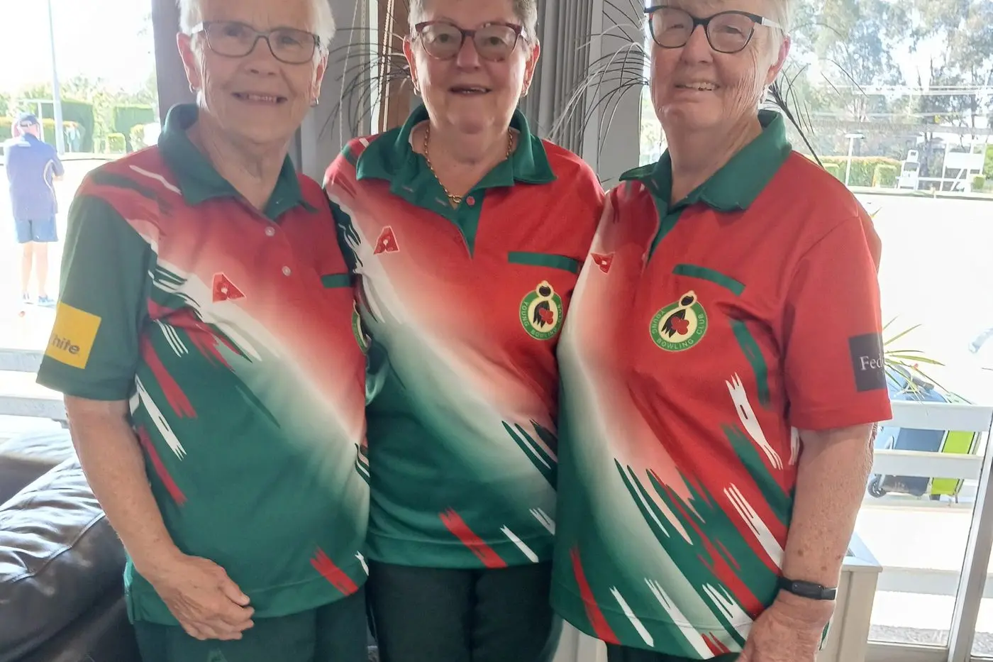 Winning Women\\'s Triples team Jenny Holt, Freda Hambrook, Ann Gardner.