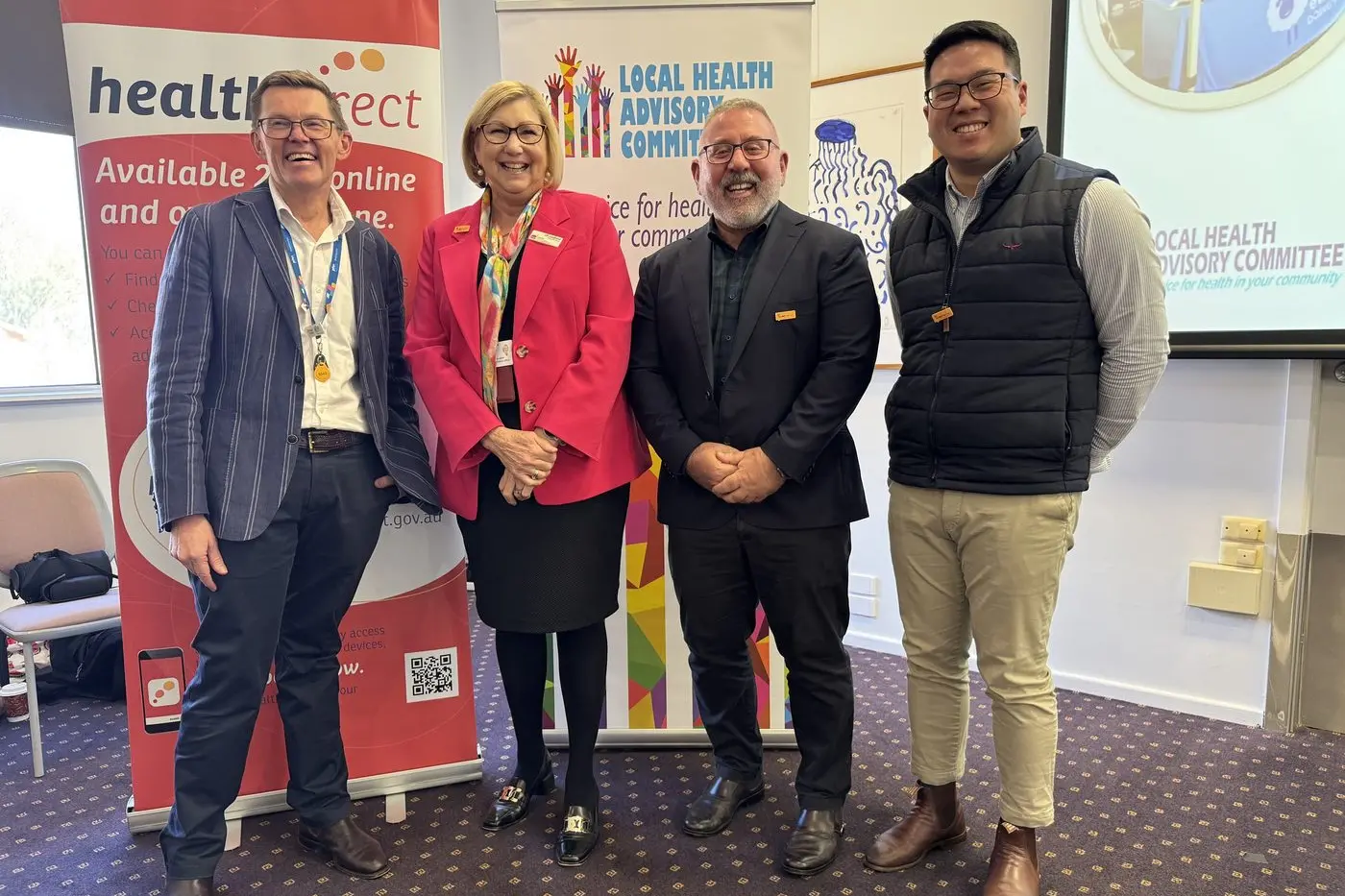 MPHN CEO Stewart Gordon, MLHD CEO Jill Ludford, Healthdirect head of Government Relations and Stakeholder Engagement Jerry Bacich and Medical Director Dr Darran Foo.