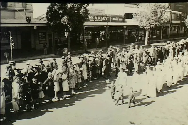 <p>Young on April 25, 1941 in what is believed to be a procession down the main street. PHOTO: Australian War Memorial</p>\\n