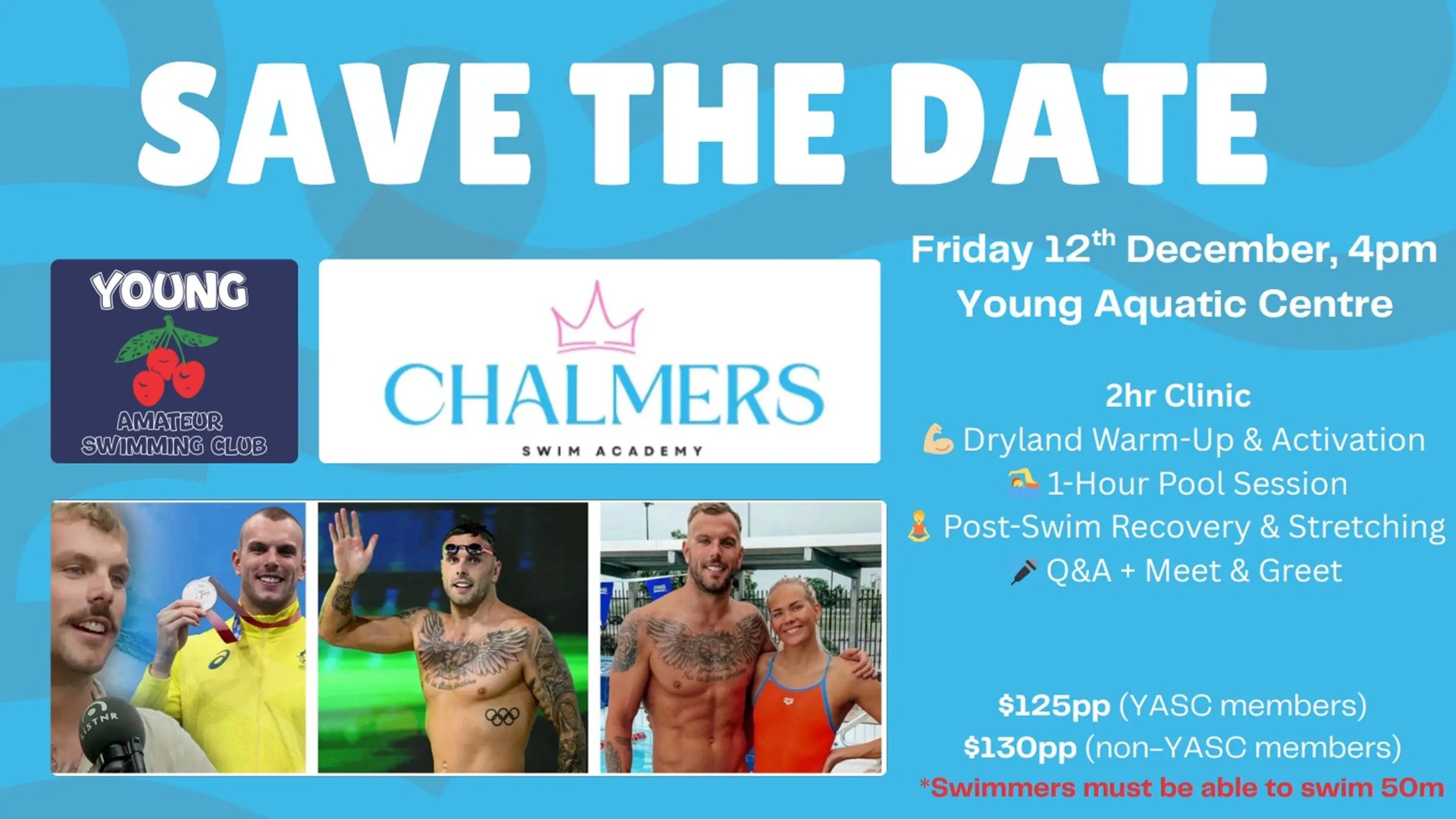 Kyle Chalmers clinic at YASC to be held