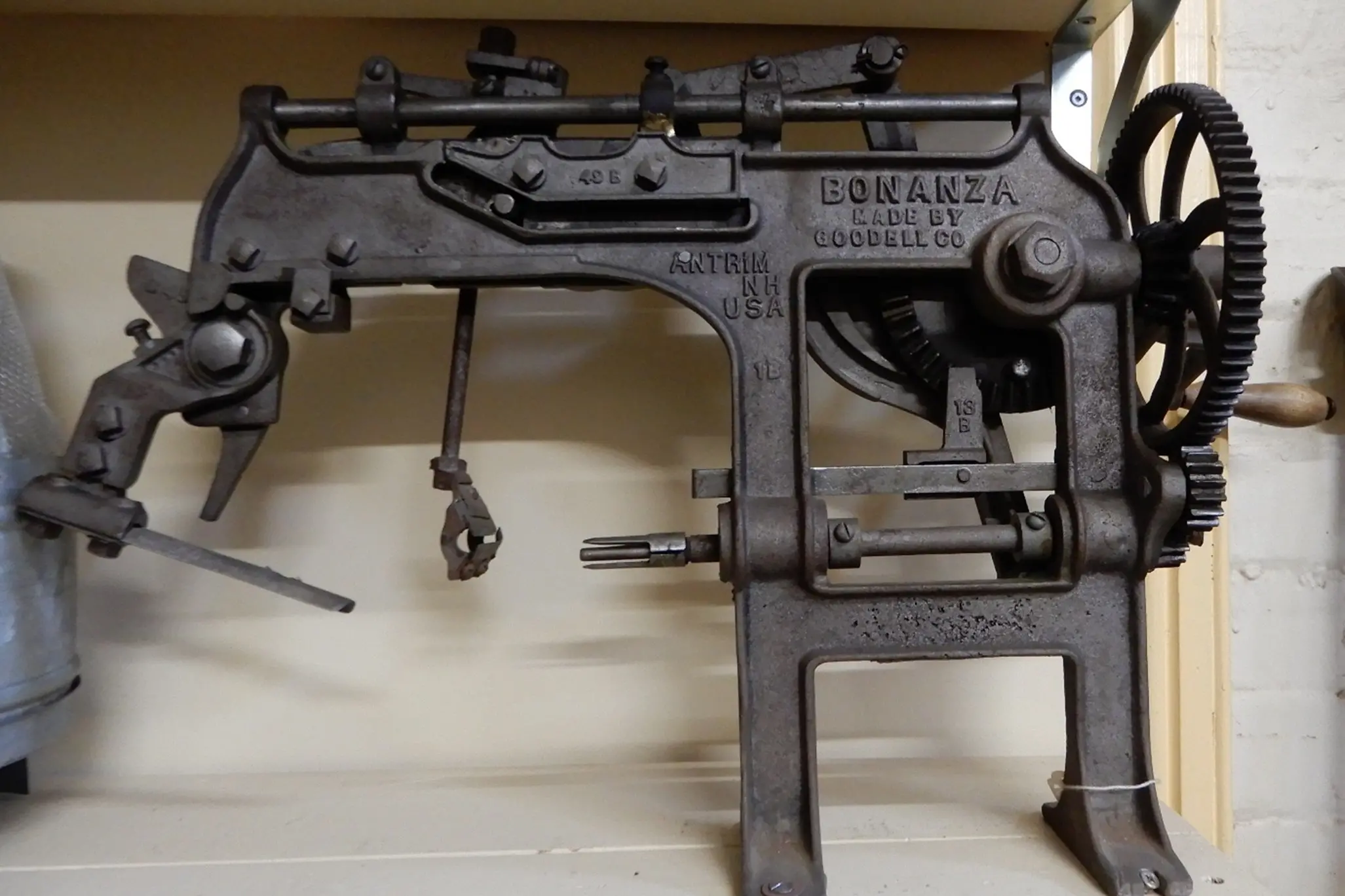 <p>This cast-iron Bonanza Apple peeler, corer and parer was imported for use on Warrangong Station, Koorawatha, c.1918.  PHOTO: Supplied</p>\\n