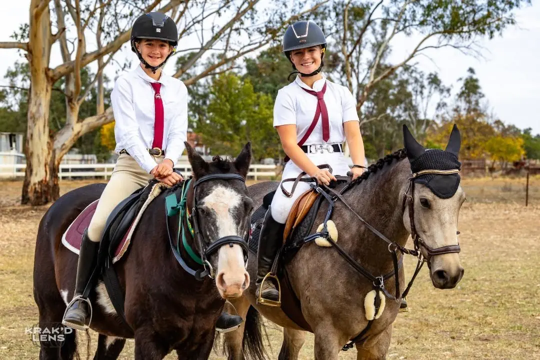 <p>DOING CLUB PROUD: Young Pony Club riders Charlotte Callinan with her horse Flo (left) and Mercadez Cartwright with her horse Aura (right). PHOTO: Steve from Krak\\u2019d Lens, Forbes</p>\\n