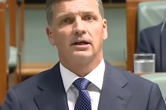 <p>FAIR GO: Coalition leader Angus Taylor during his budget reply speech at Parliament House on Thursday night. IMAGE: youtube.com </p>\\n