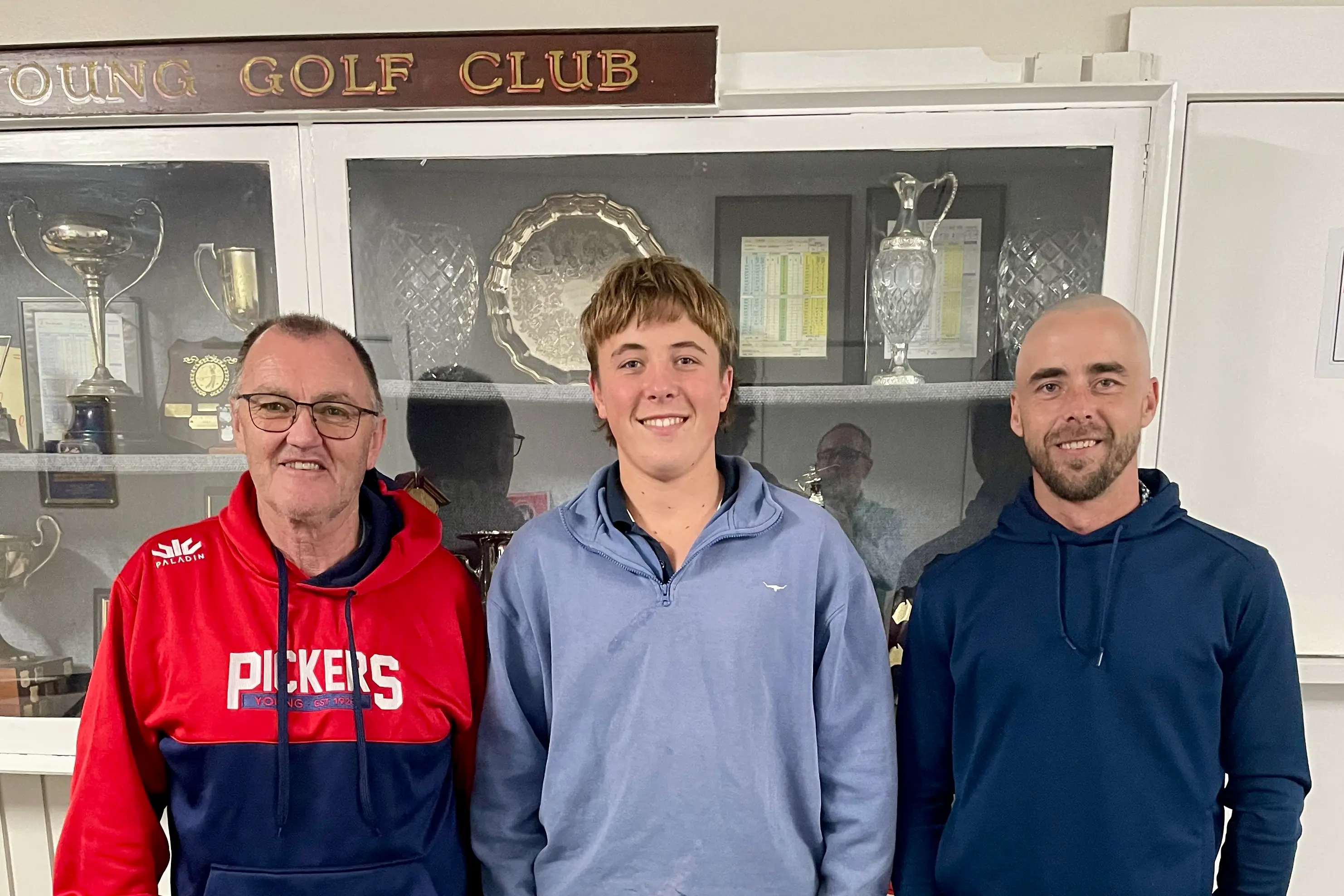 <p>Geoff Hill, NRL Challenge winner Bernard Maloney with runner up Charlie Webber and NTP sharp shooter Cameron Hobbs. PHOTO: Supplied</p>\\n