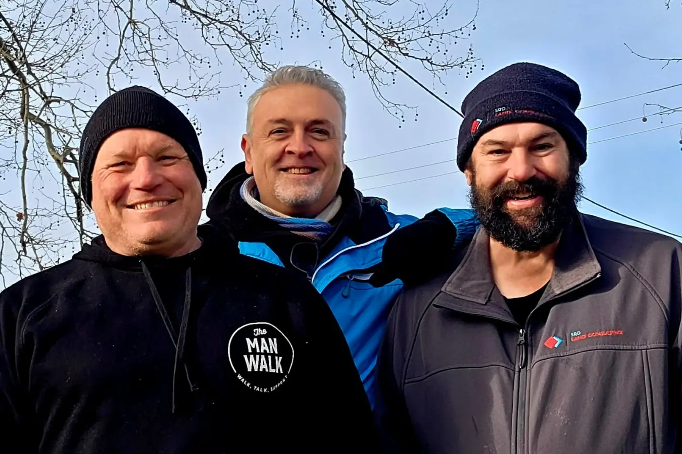 <p>The Man Walk \\u2013 Young coordinator Clyde Kennedy with Adam Lawrence and Ed King, who are enjoying the friendships and connection growing through the group\\u2019s weekly walks.</p>\\n