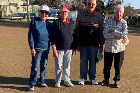 <p>Jenny Holt, Sheila Traynor, Ian Schofield and Tony Ruhl enjoyed the sunny conditions on Saturday. PHOTO: Supplied</p>\\n