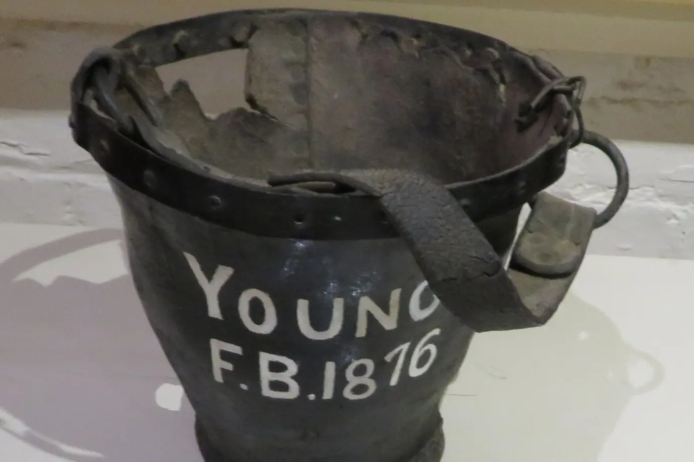 <p>This leather bucket was one of twenty used by the Young Fire Brigade when it first started in 1876. </p>\\n