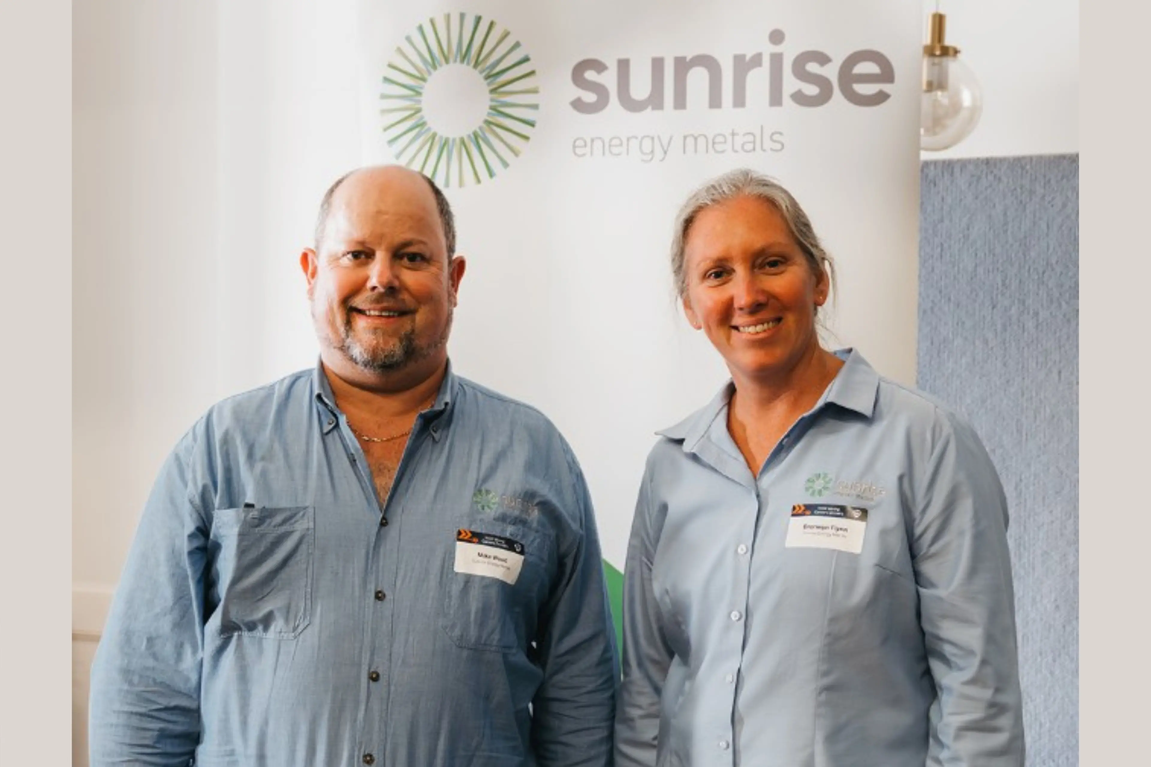 <p>Sunrise regional manager Mike Wood and environment, approvals and community lead Bronwyn Flynn have been engaging with surrounding communities on the company\\u2019s activities. PHOTO: Sunrise Energy Metals</p>\\n
