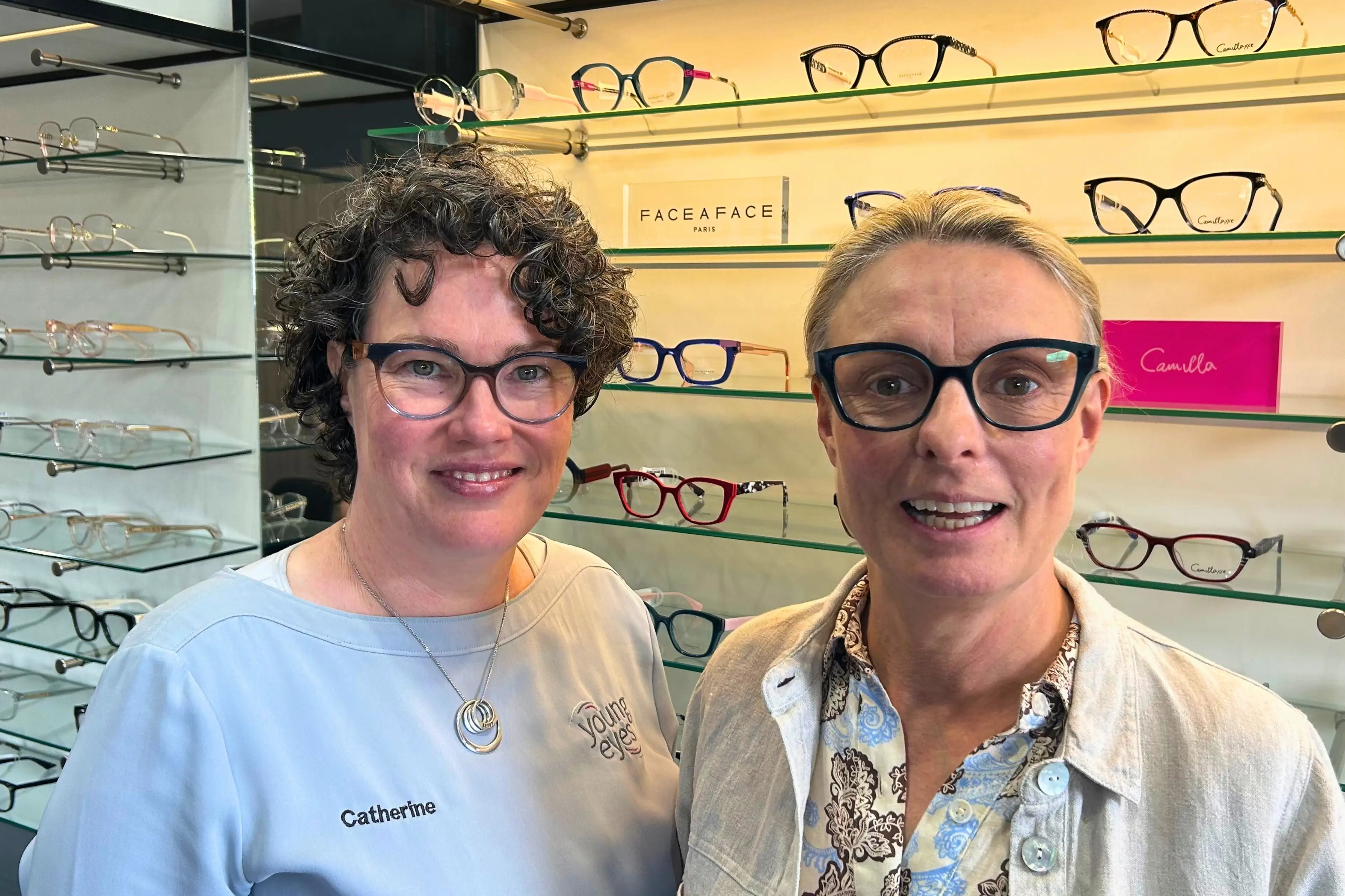 <p>Young Eyes optometrists Catherine Miller (left) and Janine Hobson encourage regular eye examinations to detect diabetes-related eye disease before vision loss occurs. Photo: Supplied.</p>\\n