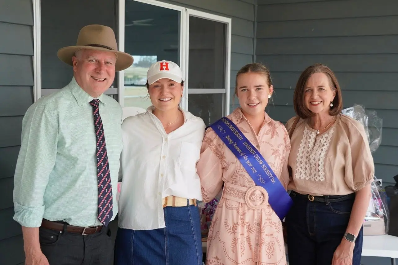 <p> Murrumburrah-Harden Show Young Woman Alice Lewis (2024) and Isabel Duke (2025) with Federal Member for the Riverina Michael McCormack and his wife Catherine. PHOTO: Supplied </p>\\n