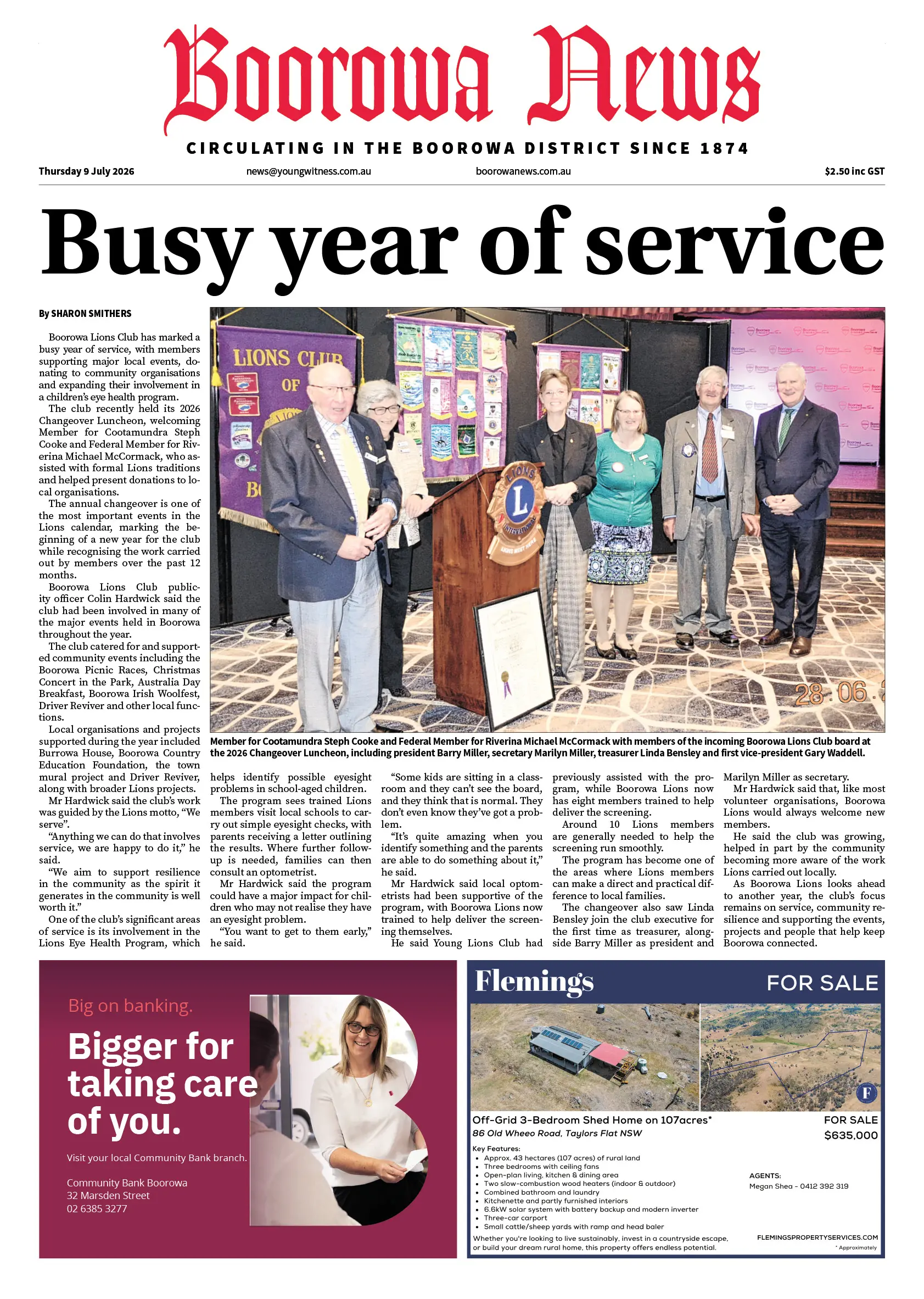 Boorowa News, Thursday 9 July 2026