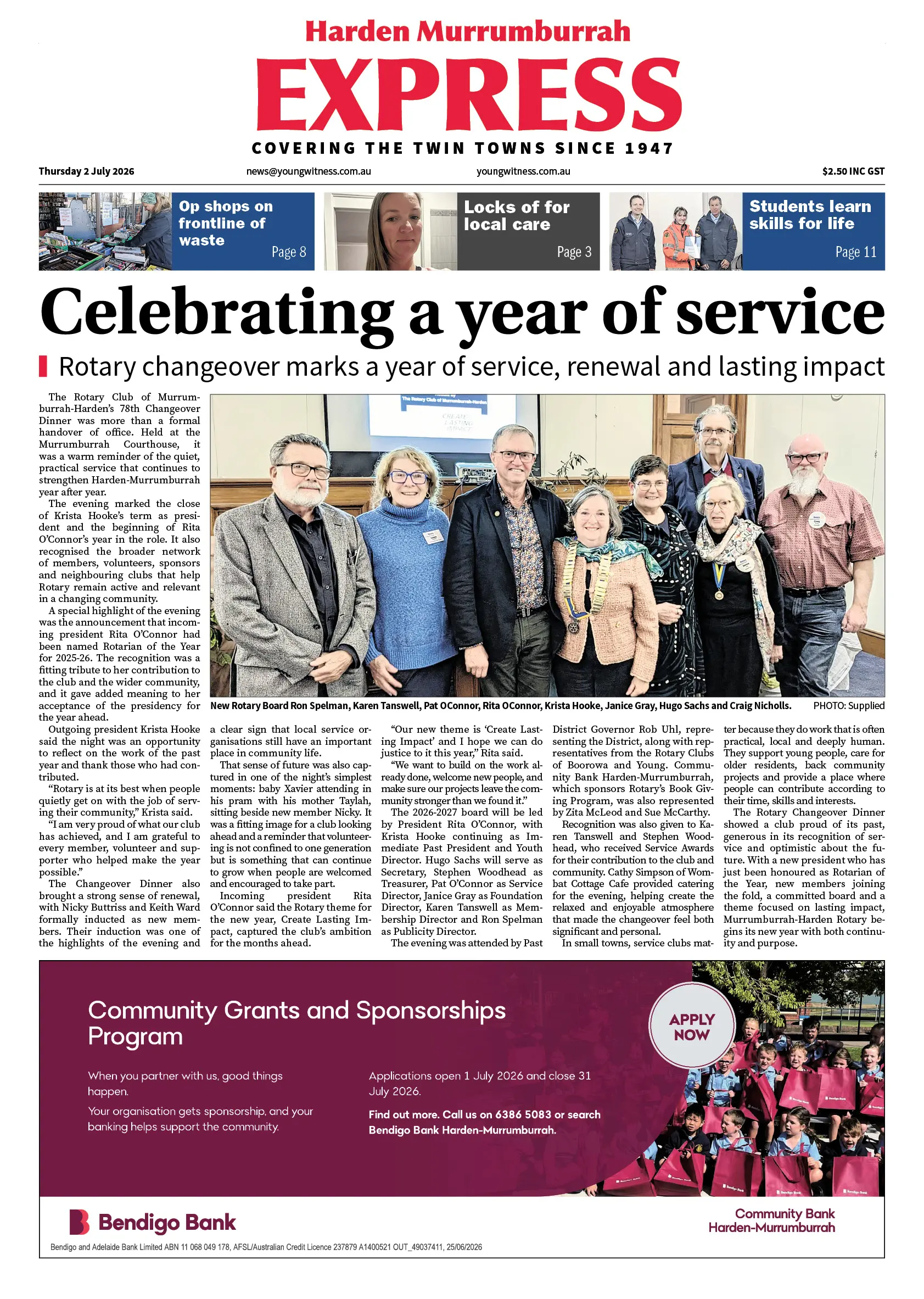 Harden Murrumburrah Express, Thursday 2 July 2026